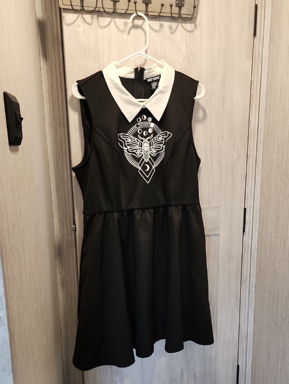 Hot Topic Black Collard Dress with White Moth 1xl